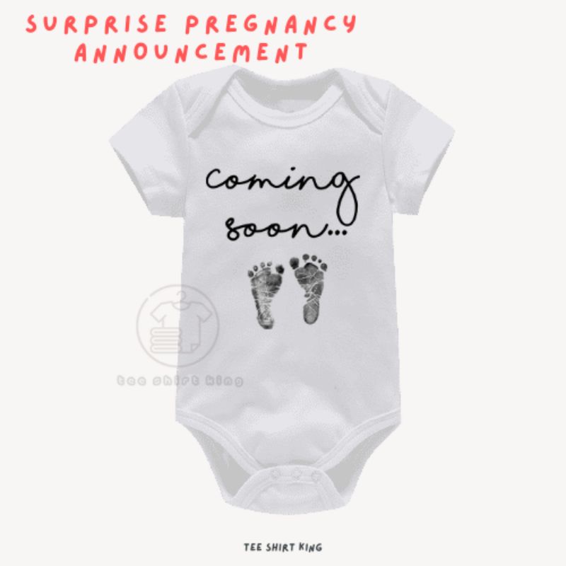 Baby Romper Outfit Baby Boy Girl | Surprise Pregnancy Announcement | Coming Soon | On The Way | Baju Bayi Newborn