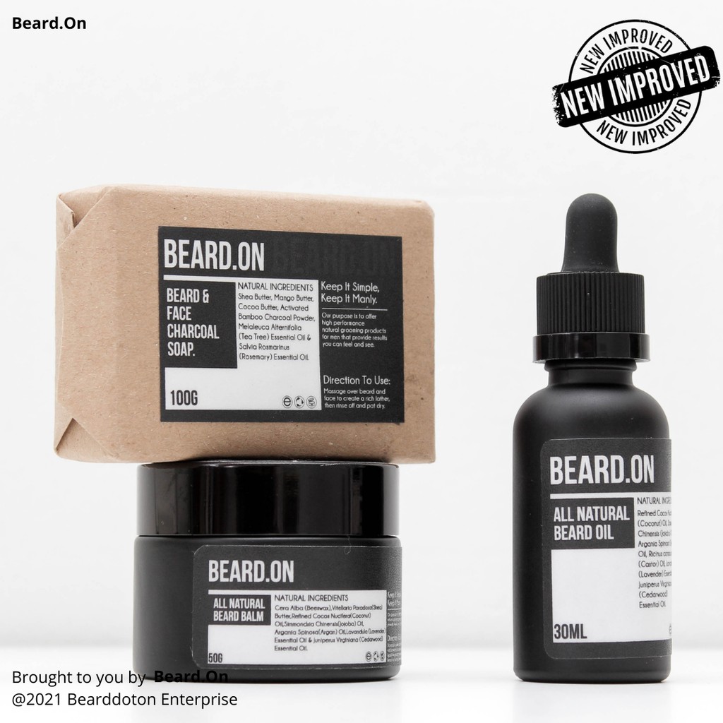 Beard.On Beard Oil, Beard Balm And Beard & Face Charcoal Soap: The Premium Beard Conditioning Combo I