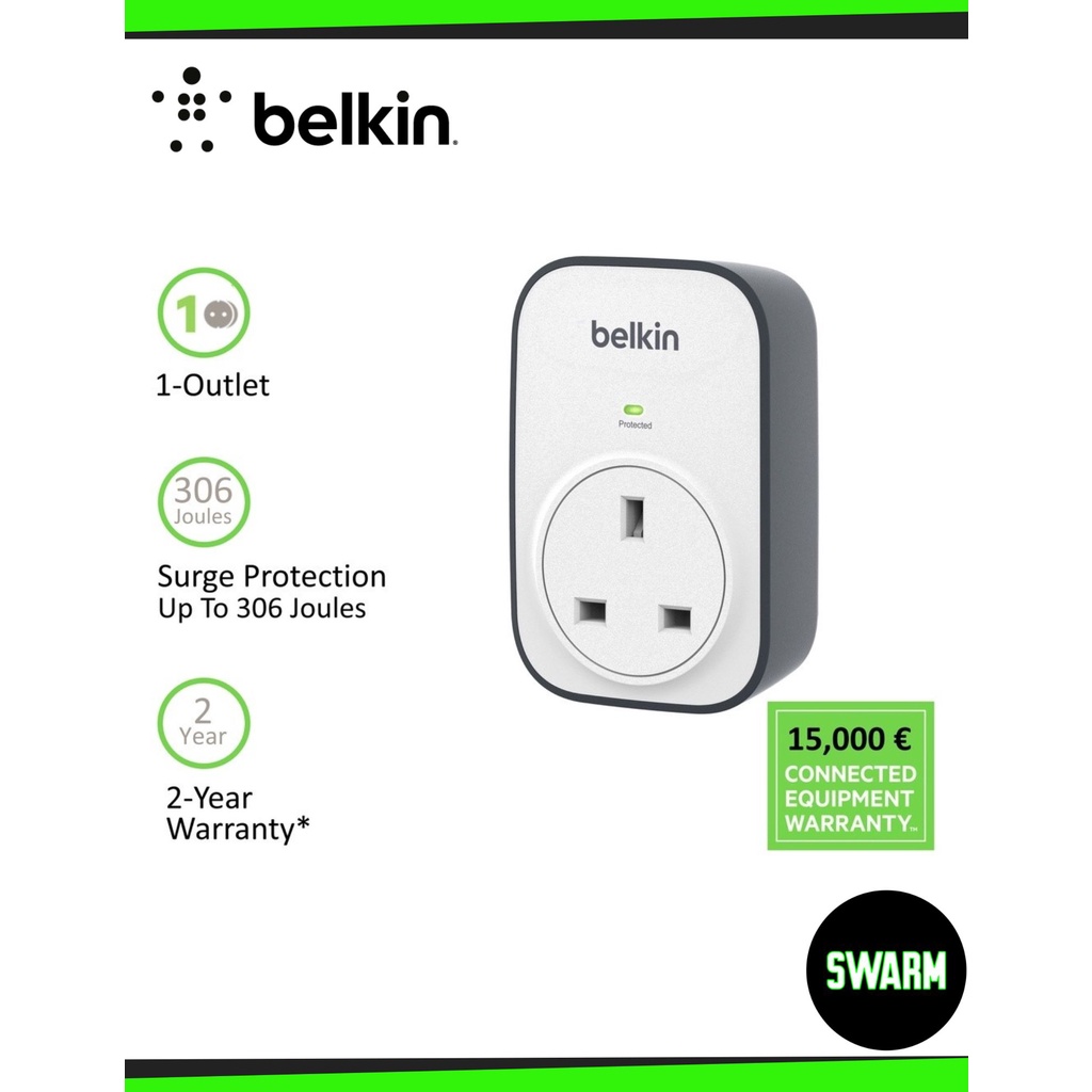Belkin BSV102af SurgeCube 1 Outlet Surge Protector Shopee Malaysia