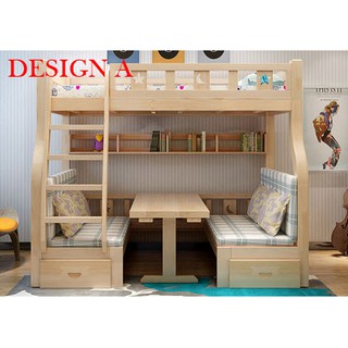 2IN1 Solid Wood Double Decker Bunk Bed/Study Table (1 month pre-order ...