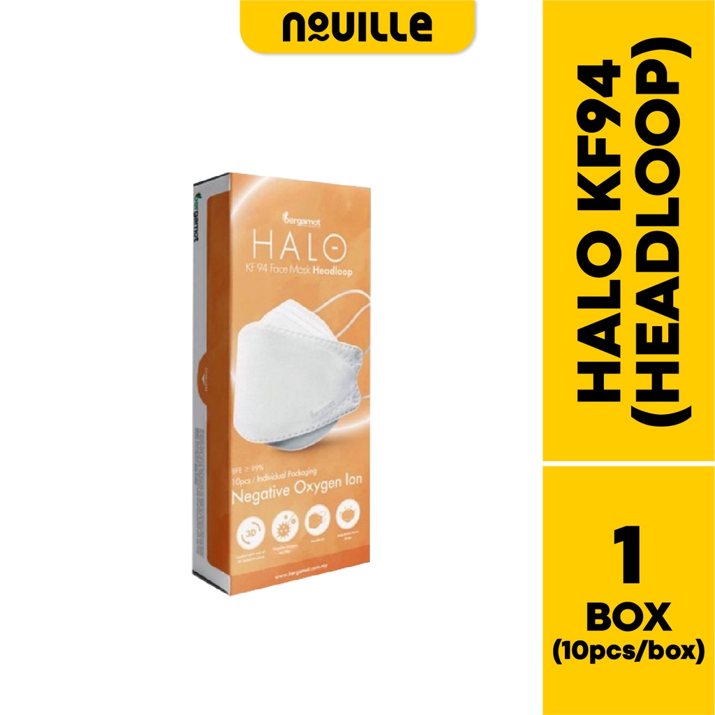 HALO MASK KF94 FACEMASK (HEADLOOP) (White) 10pcs/Box Shopee Malaysia