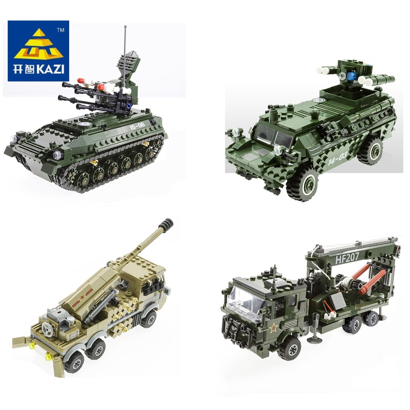 military 627 pcs anti-aircraft missile launcher car anti-tank building blocks toy kids gift DIY Military car