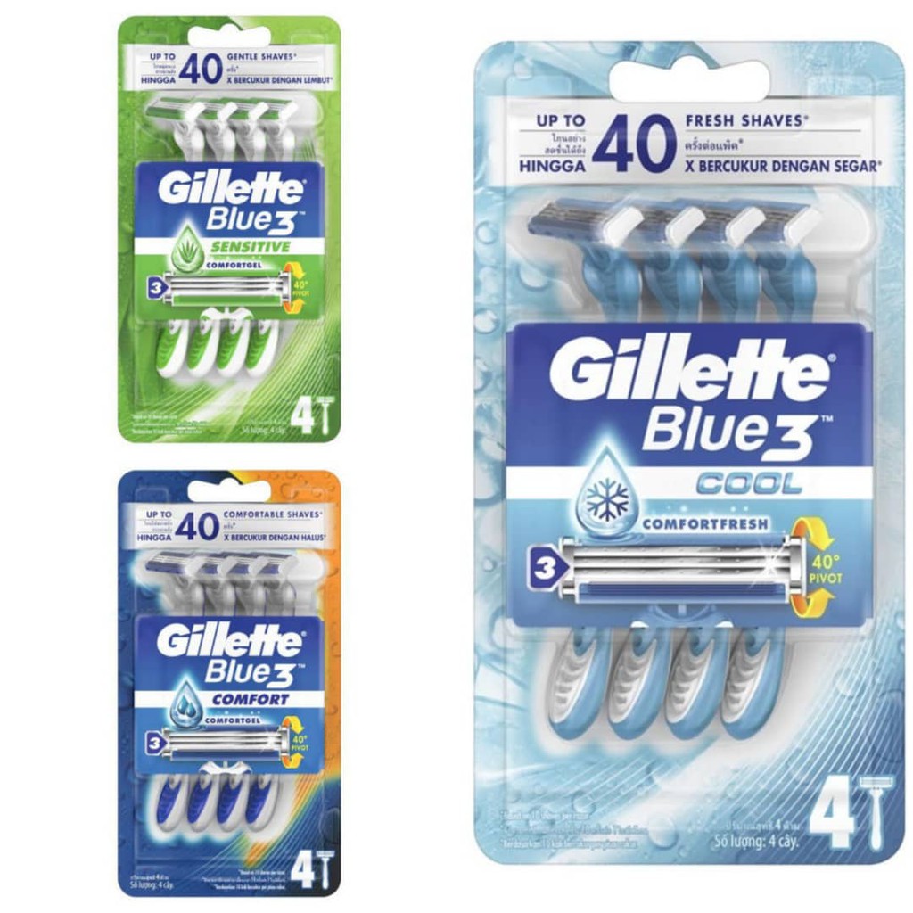 Gillette Blue 3 Disposable Razor /ICE/ SENSITIVE (4 Pcs) Shopee Malaysia