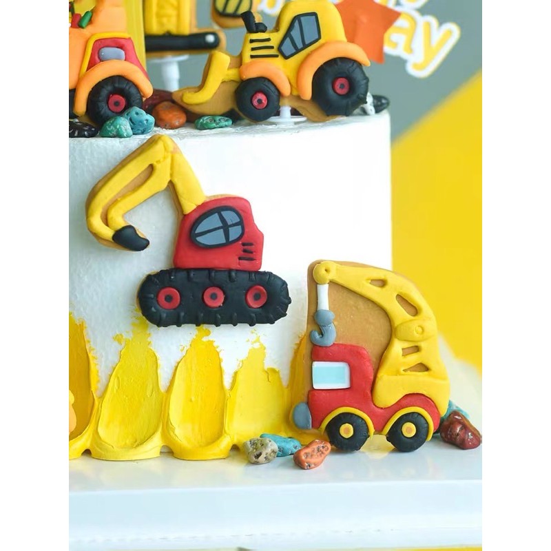 Happy Birthday Construction Vehicle Cake Decoration | Shopee Malaysia