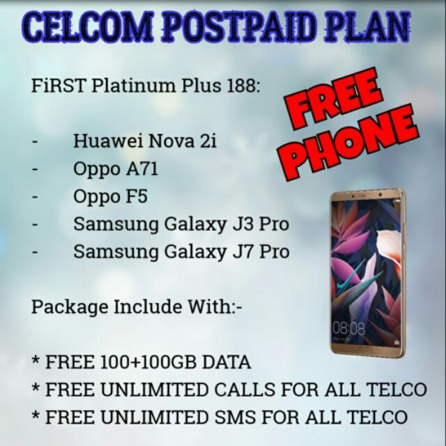 Celcom Postpaid Plan With Free Phone Plan Shopee Malaysia