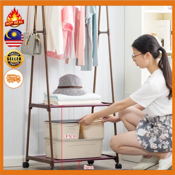 2 Tier Cloth Rack Korean Wardrobe Open Clothes Storage Rack DIY