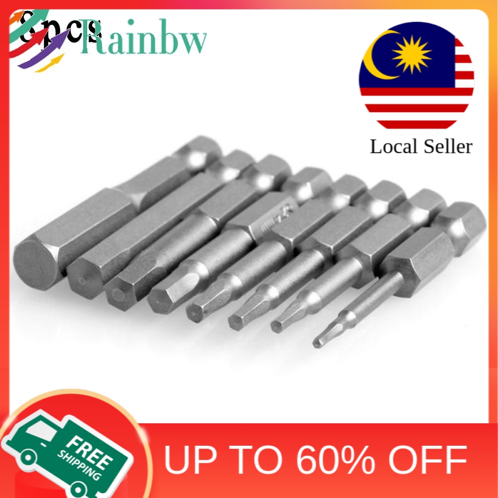 Craft Build Hex Key Allen Bits Tool 8pcs Set Quick Connect Impact Driver Power Drill Metric Silver Magnetic handle At...