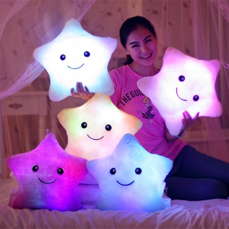 Star Heart Light Cushion Gifts Colorful Glowing LED Light Up Pillow For Kids Girlfriends