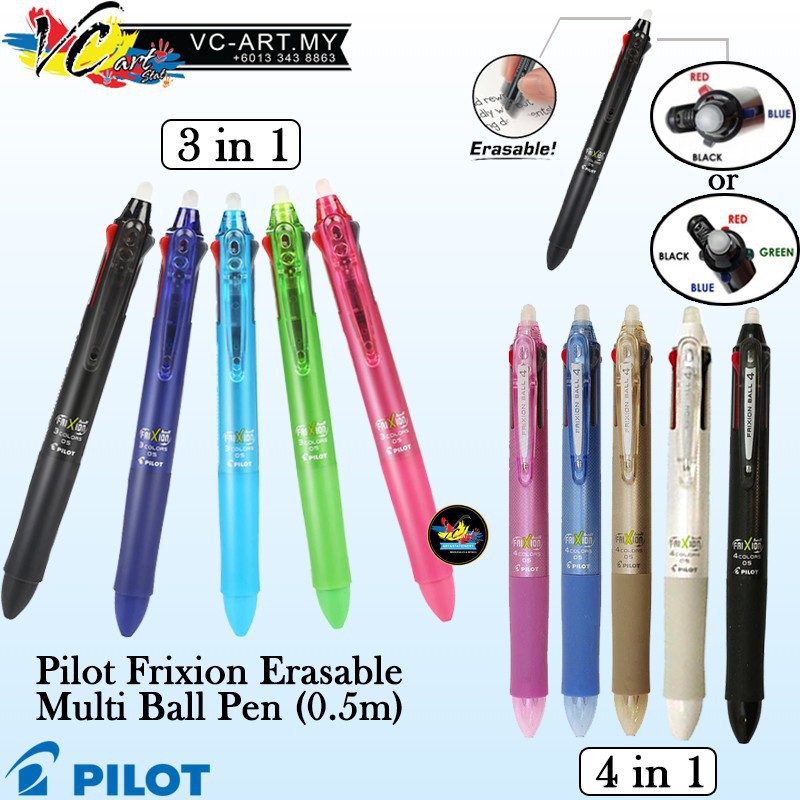 pilot FRIXION Ball 3 in1 0.5mm multi pen light blue a pack of 3 refills