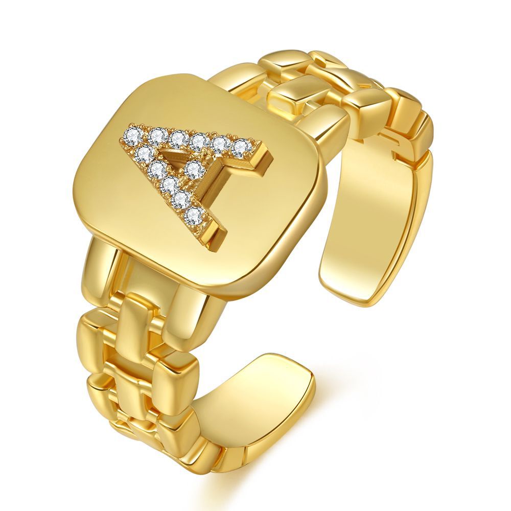 A-Z 26 Buchstabenring, Zirkongröße, verstellbar, Stapelring, Öffnungsring, Alphabet-Schmuck_voghion.com