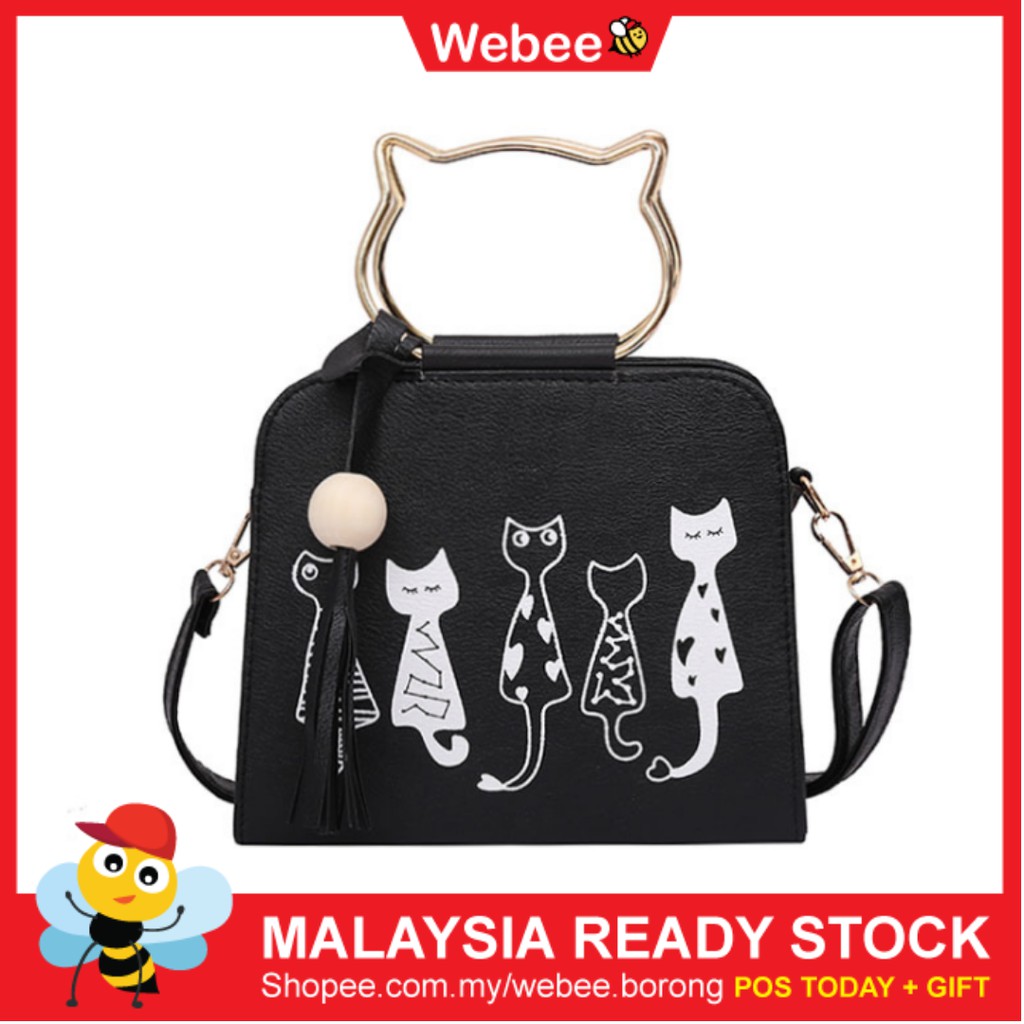 READY STOCK WEBEE Fivi Cat Sling Bag Shoulder Bag Tote Bag 