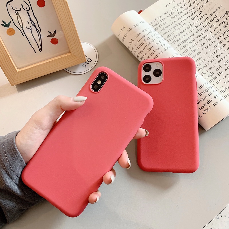 Camellia Red Silicone Solid Color Case For Iphone 11 Pro Xs Max Xr X Xs Max Candy Phone Cases Shopee Malaysia