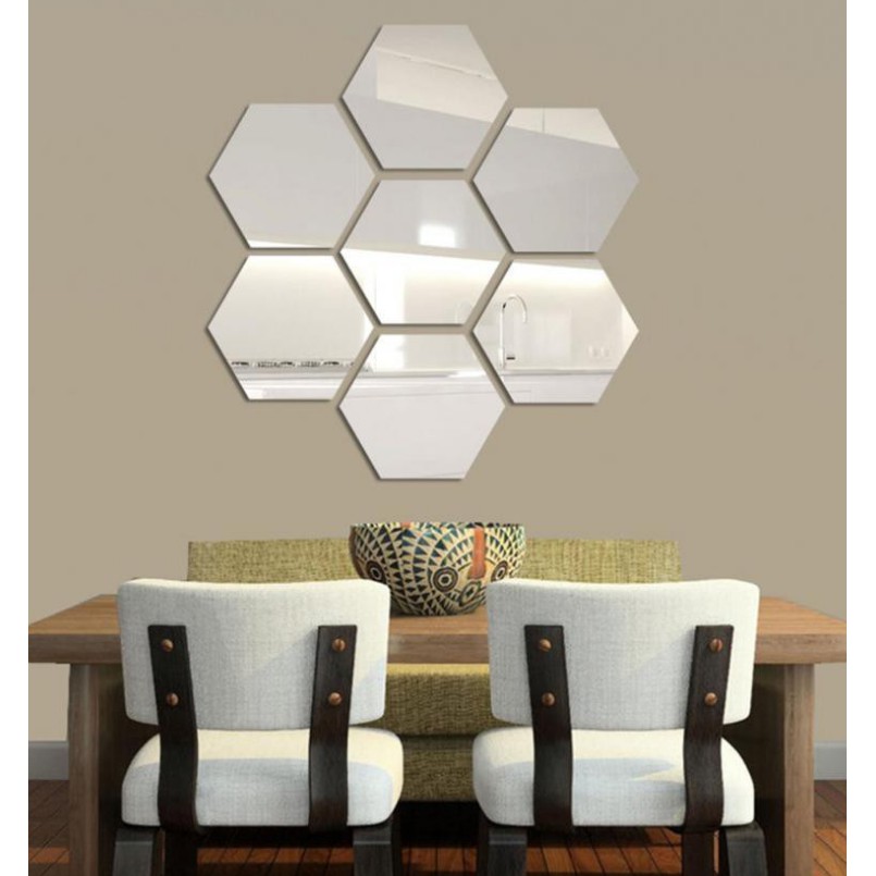 Hexagon Mirror Wall Sticker / Cermin Dinding IKEA | Shopee ...