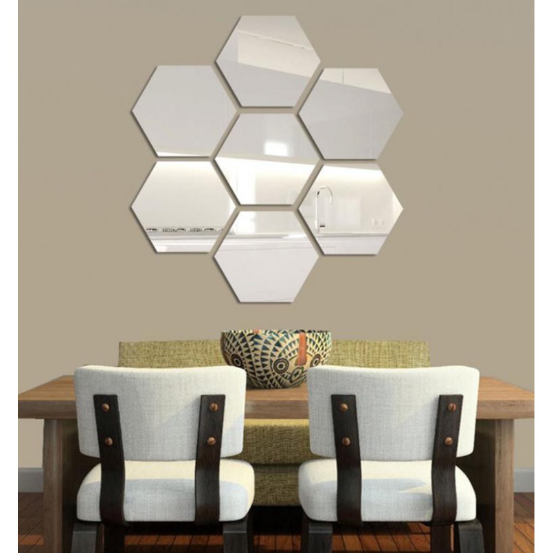 Hexagon Mirror Wall Sticker Cermin  Dinding IKEA Shopee 