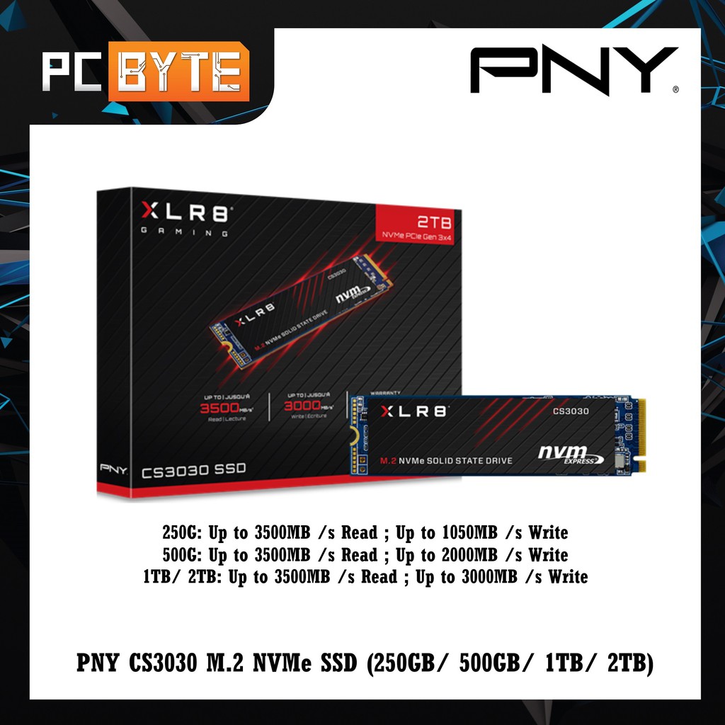 PNY CS3030 M.2 NVMe SSD (250GB/ 500GB/ 1TB/ 2TB) | Shopee Malaysia