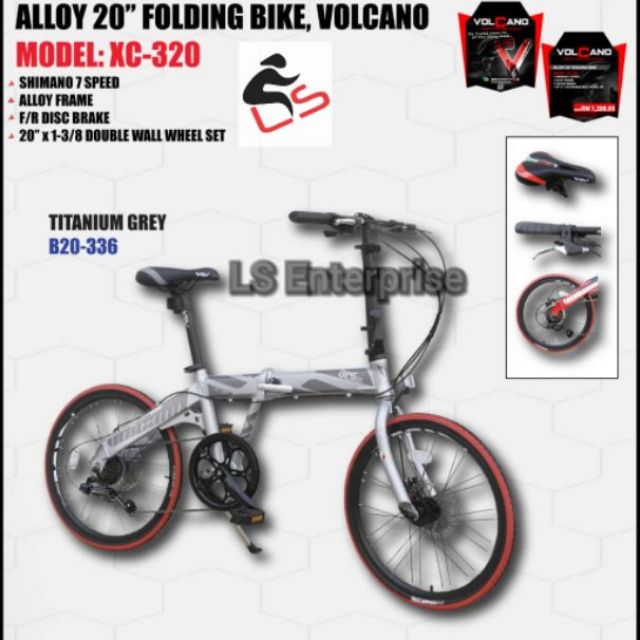Volcano 20 Alloy Folding Bike Shimano 7 Speed Shopee Malaysia