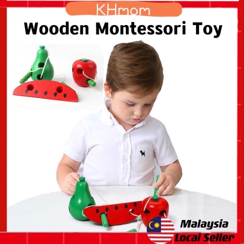 Wooden Threading Fruit Caterpillar Eat Apple Fine Movement