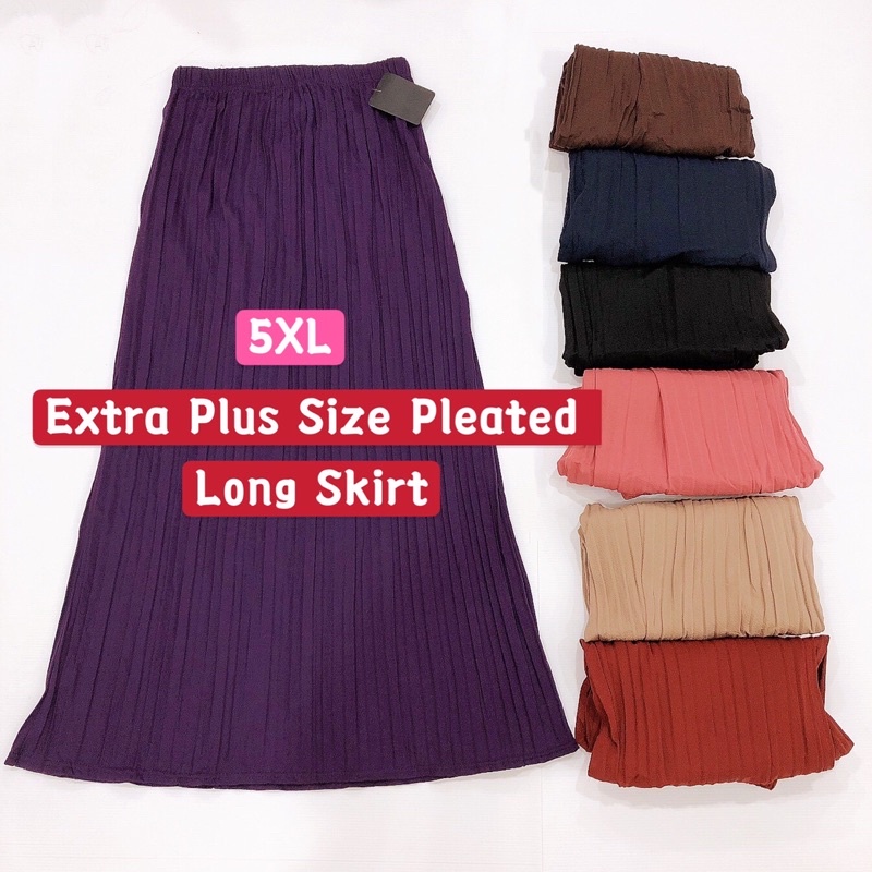 Extra Plus Size Pleated Long Skirt / Skirt Labuh Palas A-Line Size Besar / Skirt Labuh / Skirt Palas