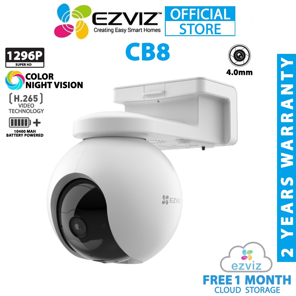Ezviz CB8 2K 3MP 1296P Rechargeable BatteryPowered Pan & Tilt WiFi