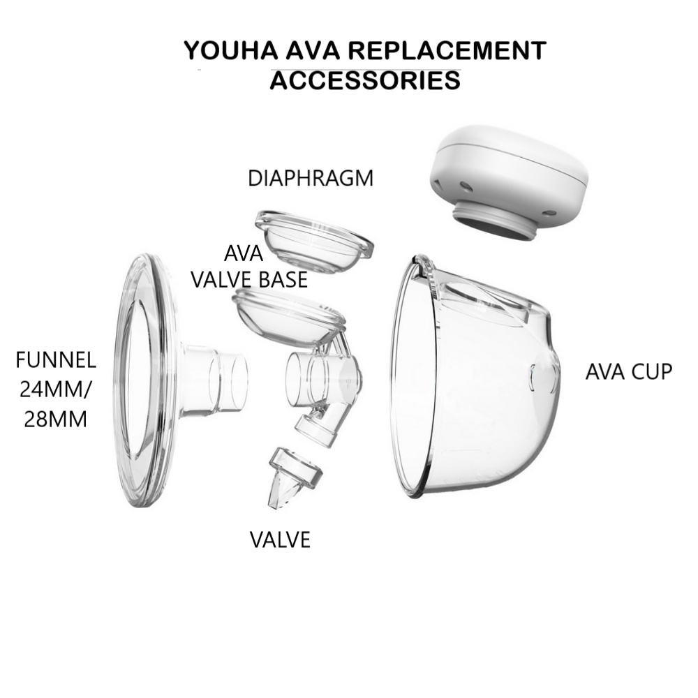 YOUHA AVA GEN 1 Breast Pump Spare Parts &amp; Accessories 24mm/ 28mm Funnel, Valve Base, Valves, Diaphragm | Shopee Malaysia