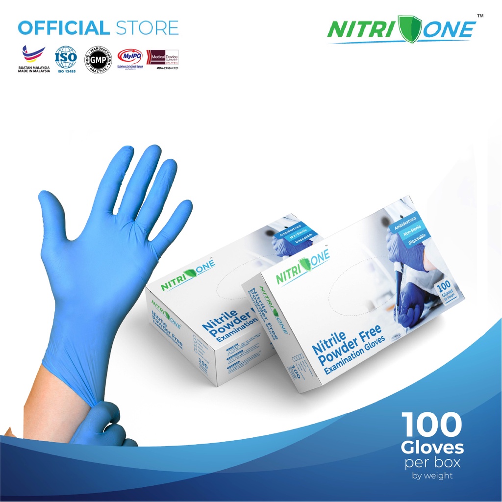 NitriOne Medical Nitrile Examination Gloves Powder Free (100pcs)