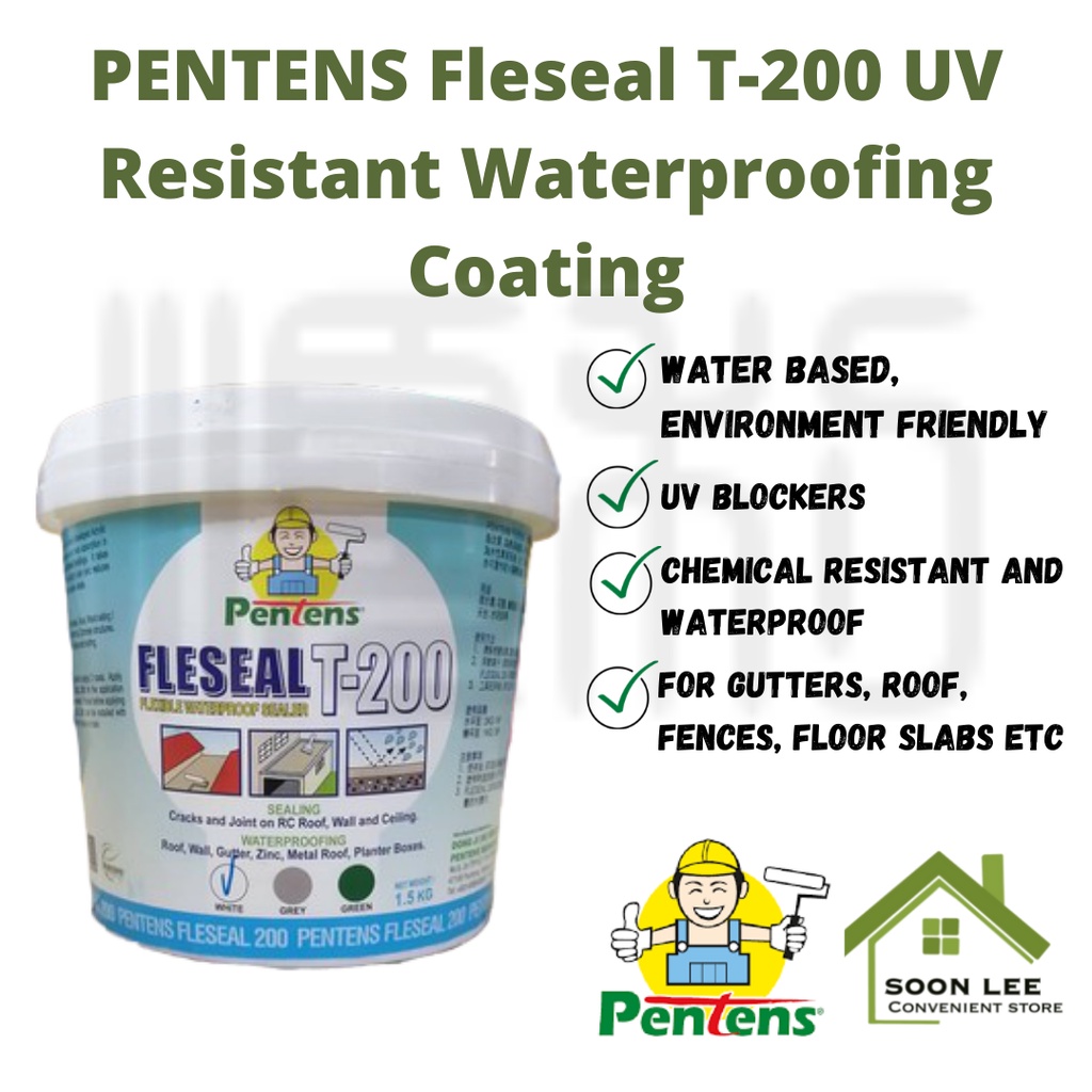 PENTENS Fleseal T-200 UV Resistant Elastometric Waterproofing Coating ...