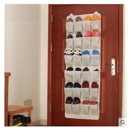 24 Pockets Behind Door Shoe Rack Hanging Shoes Storage Rack Free Nail Shoe Holder Organizer Space Save With 3 Hooks Shopee Malaysia