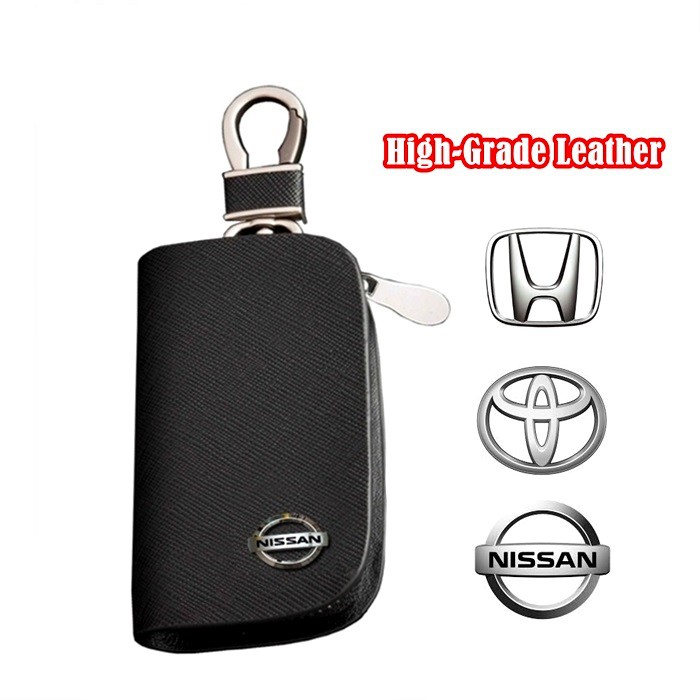 TOYOTA HONDA NISSAN Universal Car Key Holder Leather Smart Remote Cover Fob Case KeyChain Pouch