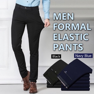 READY STOCK Men's Business Leisure Formal Elastic Smart Casual Pant Office Wear Clothing Bottom Pants
