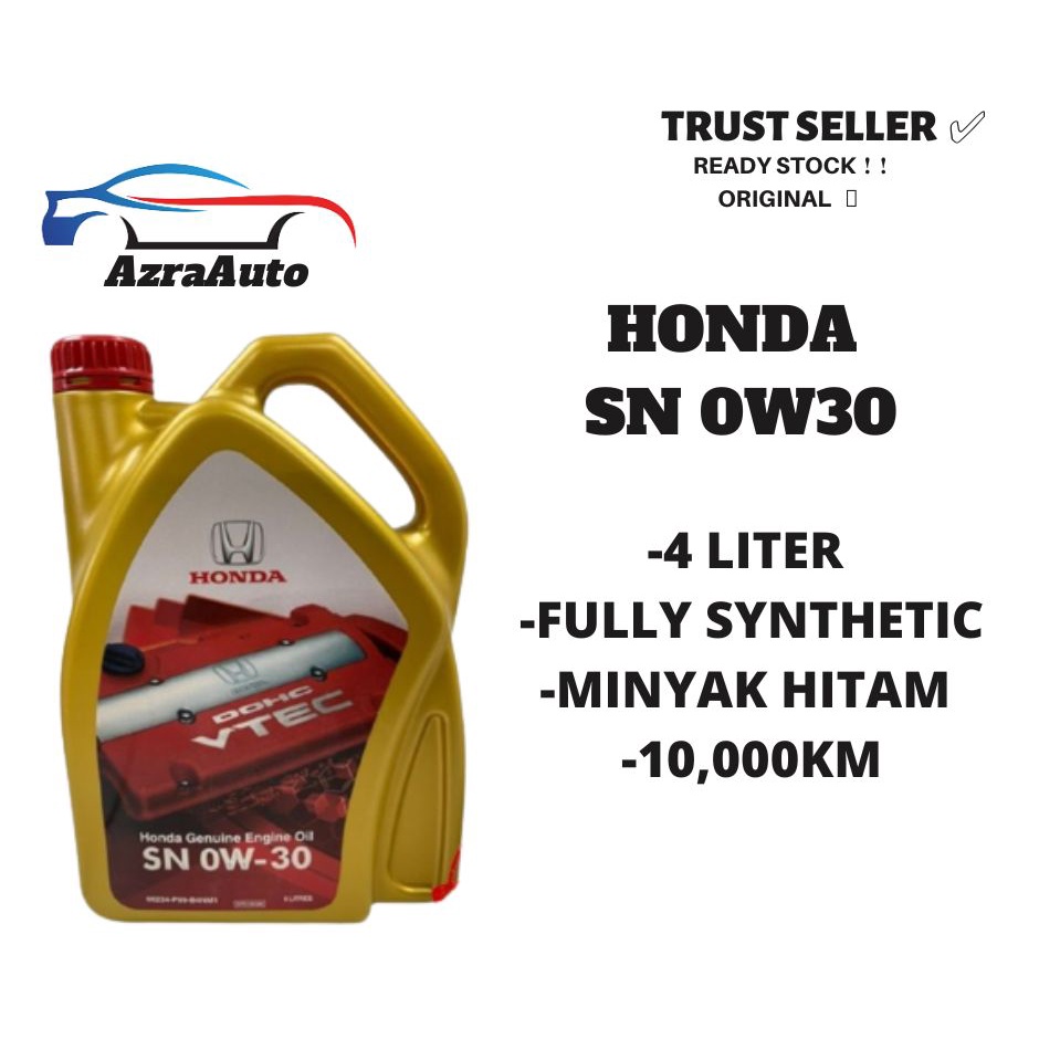 Honda 0W30 Fully Synthetic Minyak Hitam 4Liter Free Sticker Engine Oil
