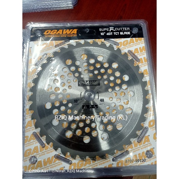 RZiQ OGAWA 10" 40T TCT Brush Cutter Sawteeth Blade (Mata Pisau mesin rumput gergaji 10inci potong anak napier padi)