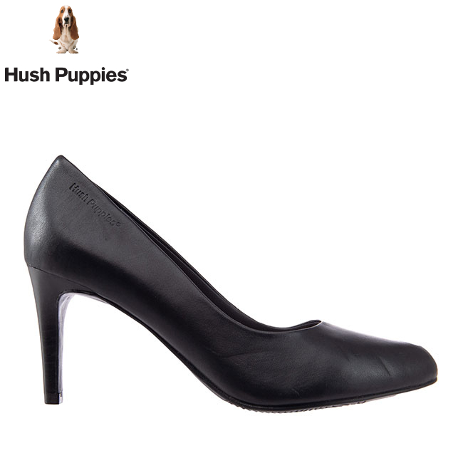 Hush Puppies Womens Meaghan Stud Pump in Black Leather 