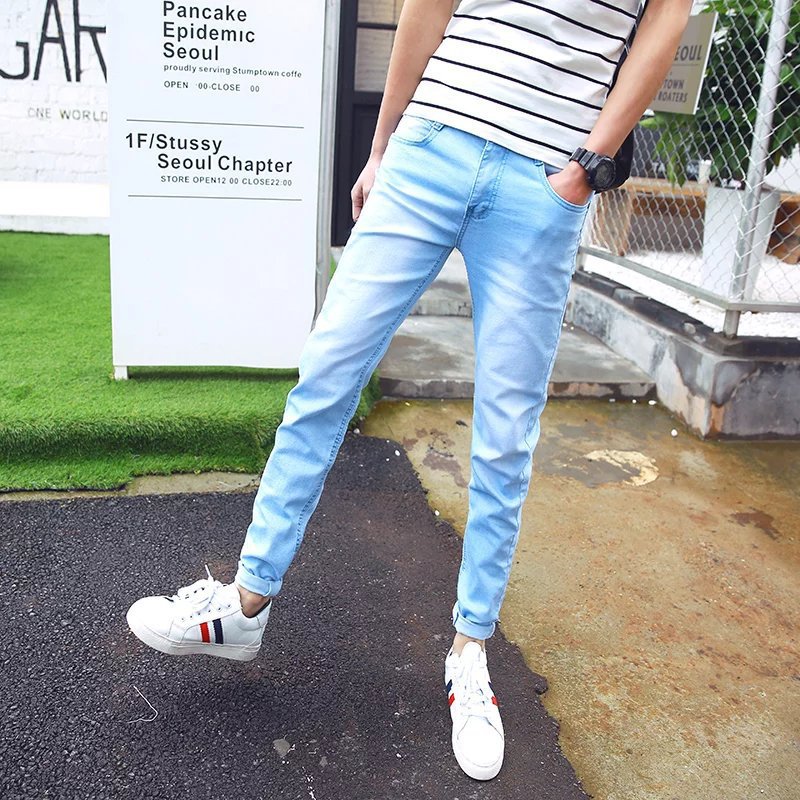 2020 Slim Men's Jeans Sky Blue Korean Style Men's Pants Casual Denim  Trousers Seluar Jeans Lelaki Ramping Langit Biru Lelaki Korea Seluar Denim  Kasual | Shopee Malaysia
