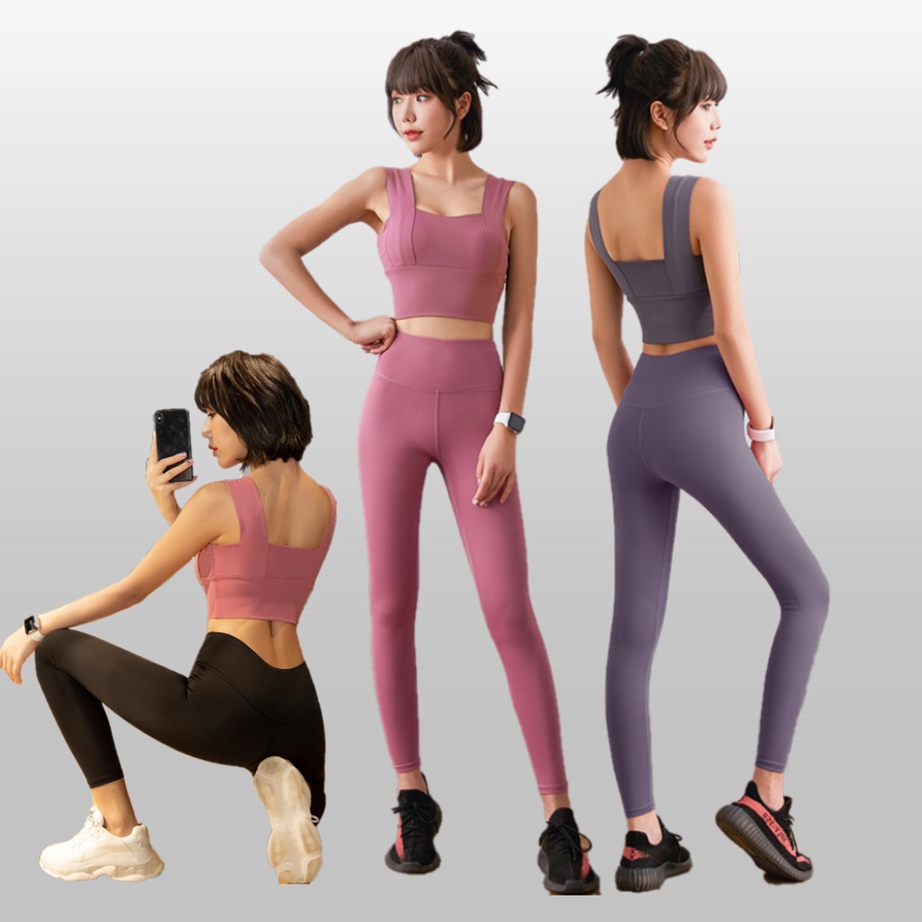 Workout Set Yoga Clothes breathable solid color yoga sets women