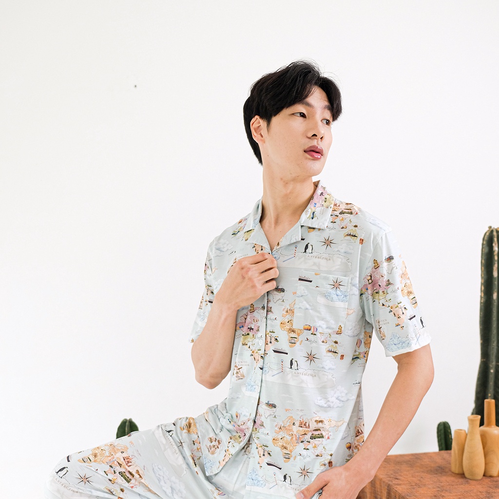 Cielyn Terra Men Tencel Adult Male Pajamas Set Shopee Malaysia