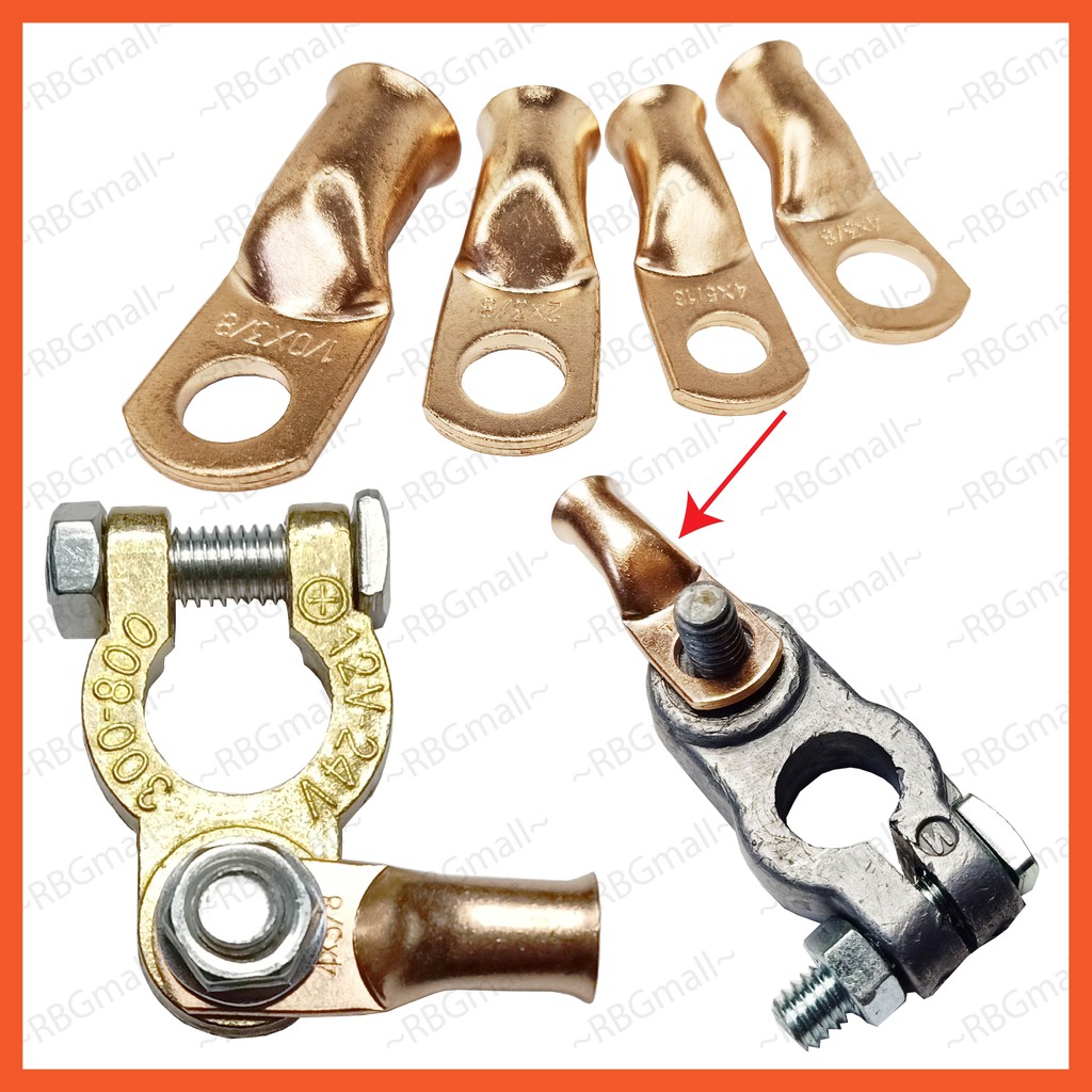 Car Battery Terminal Connector Cable Terminal Cable Lug Cold Press + Shrink Tube Car Battery