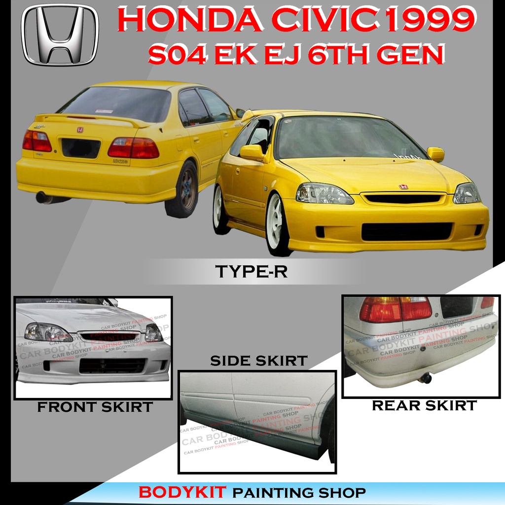 Honda Civic 1999 2000 S04 Ek Ej 6th Gen Type R Full Set Front Skirtside Skirtrear Skirtpu 4571