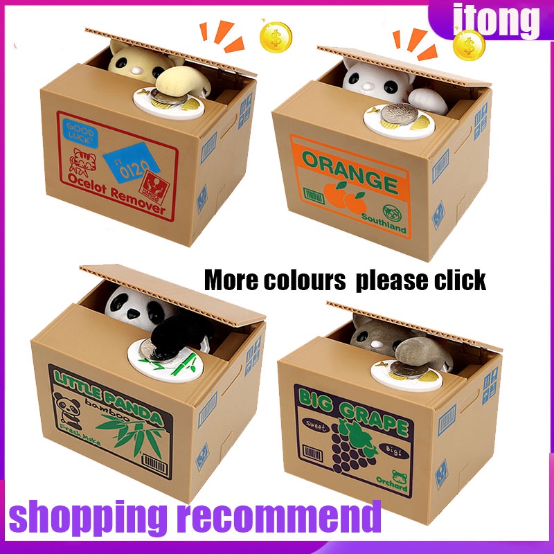 Automated Panda Cat Steal Coin Bank Money Saving Box Electronic Money Boxes Piggy Banks Kids Gift Home Decor Cute