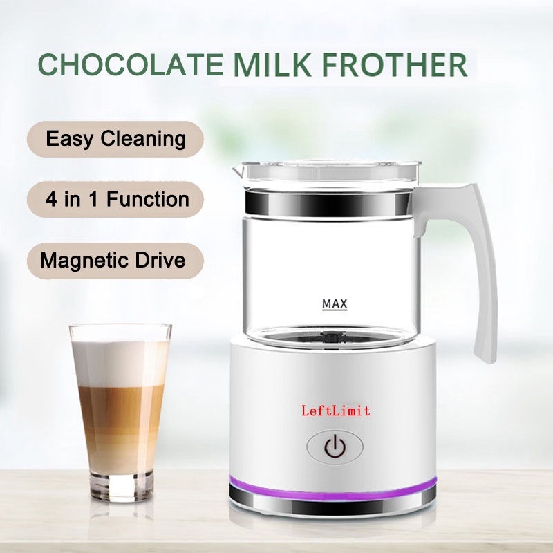 LeftLimit Milk Frother Chocolate Machine Automatic Electric Milk Steamer Foam Maker Glass