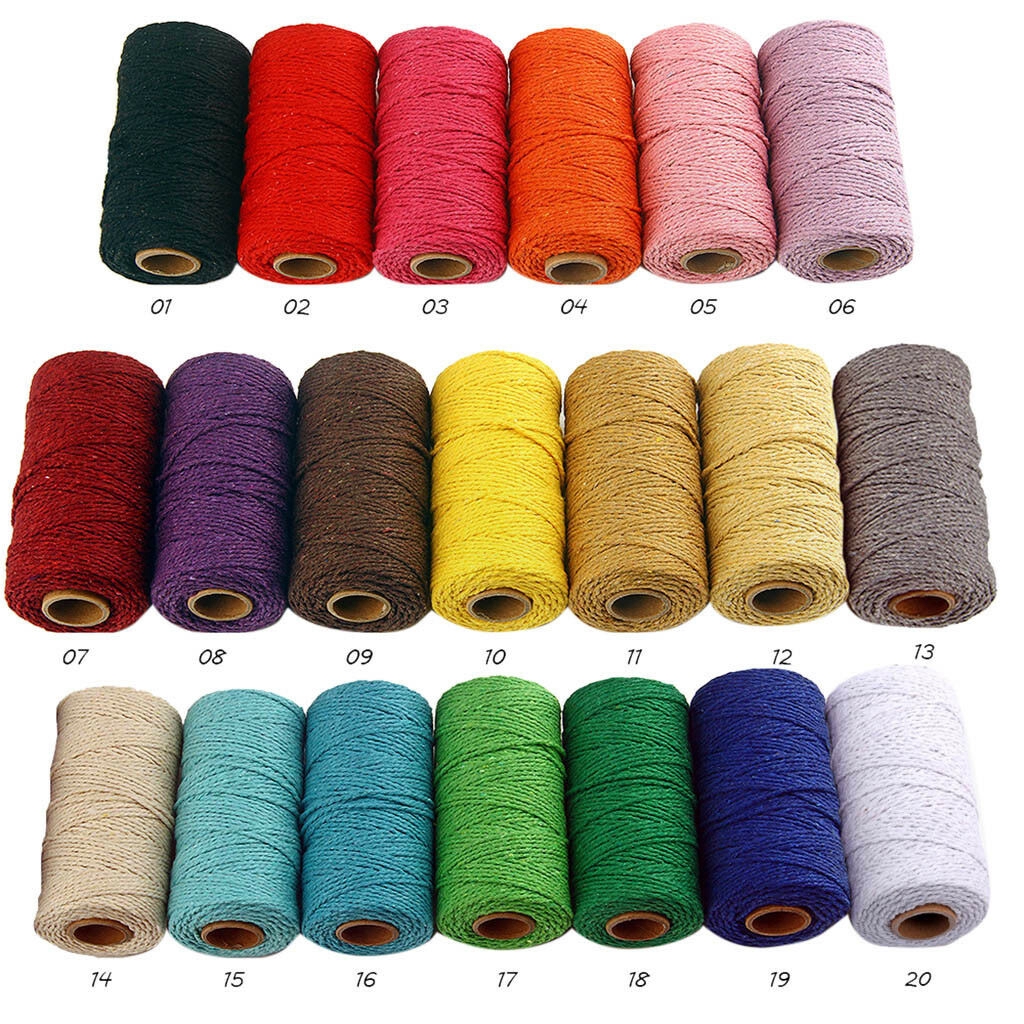 100m Long/100Yard Pure Cotton Twisted Cord Rope Artisan String Crafts Macrame