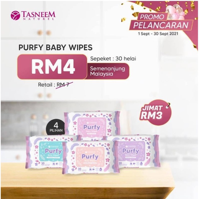 Tasneem Naturel Baby Wet Wipes Tisu Basah Purfy 30pcs Rose Lavender Sea Breeze Cherry Blossom Shopee Malaysia