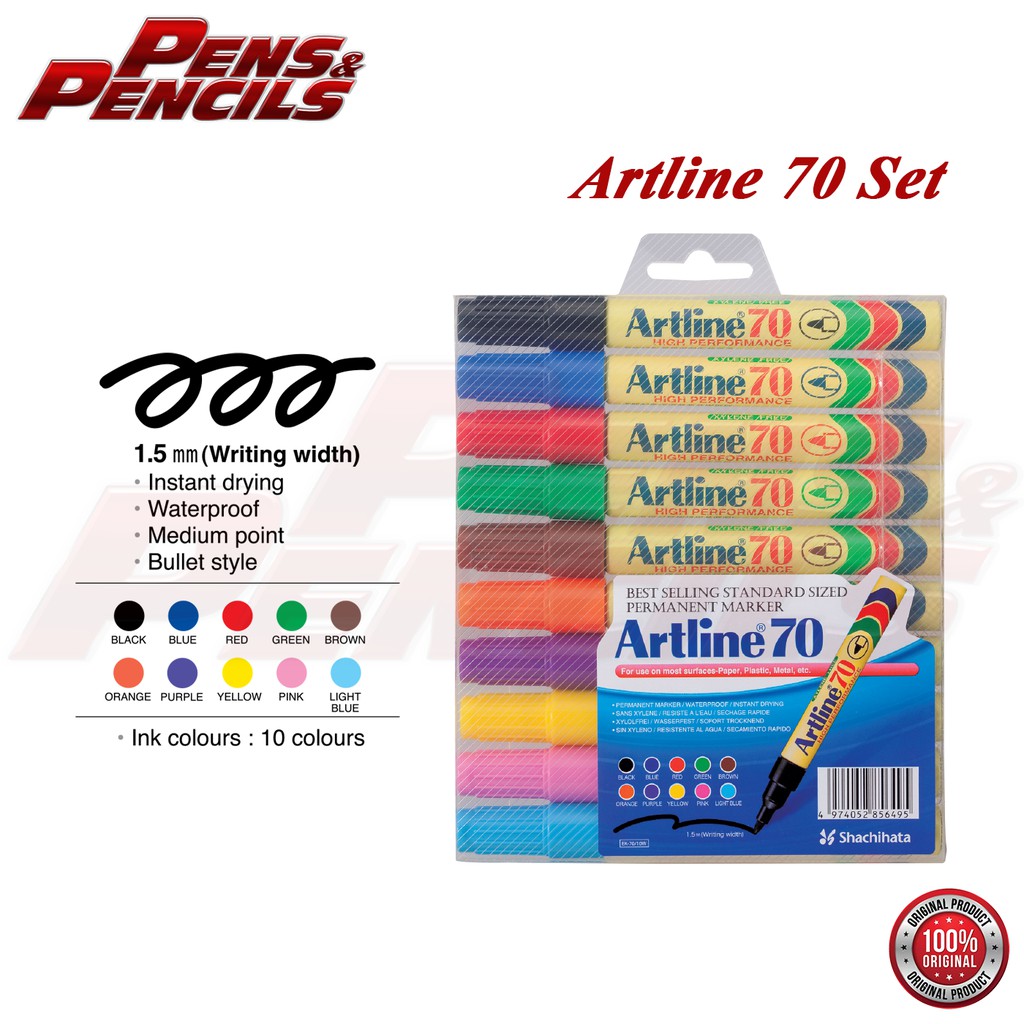 Artline 70 / Artline 90 / Artline 700 Permanent Marker Pen 10 Colours