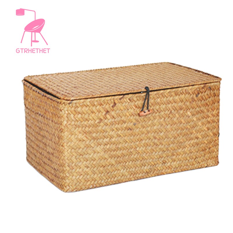 cane storage basket with lid