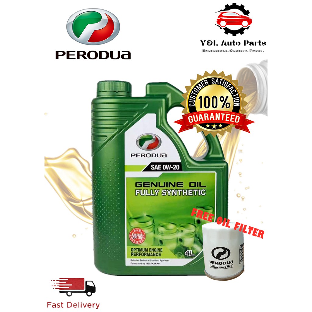 Perodua engine oil 0w20 Fully Synthetic (3/4L)  Shopee 