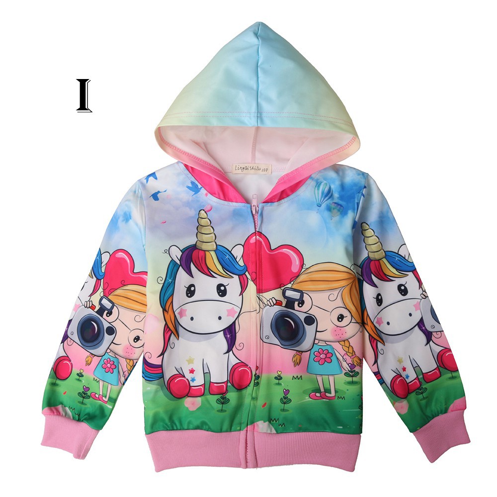 Cartoon Cute Unicorn Girls Jackets Little Pony Kids Jacket Spring Autumn Thin Girls Coat Hooded Zipper Children Clothes Shopee Malaysia - girls roblox keeping warm hooded sweatshirt autumn long