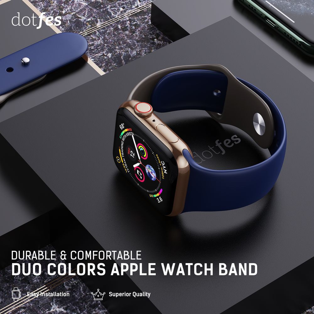 Dotfes Duo Colors Silicone Apple Watch Band | Shopee Malaysia