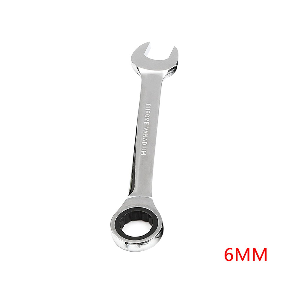 6-16mm Steel Metric Fixed Head Ratchet Spanner Gear Wrench Open End Ring