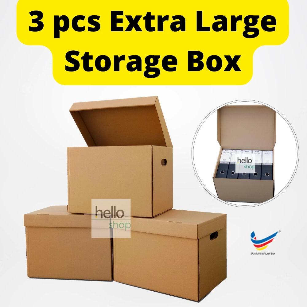 3 Pcs Extra Large Storage Moving Box Document Box Office Box - Kraft Paper  - High Quality | Shopee Malaysia