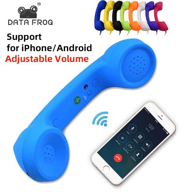 DATA FROG Wireless Retro Telephone Handset And 3.5mm Mic Wired Radiation Proof Handset Receivers Headphones For Mobile Phone