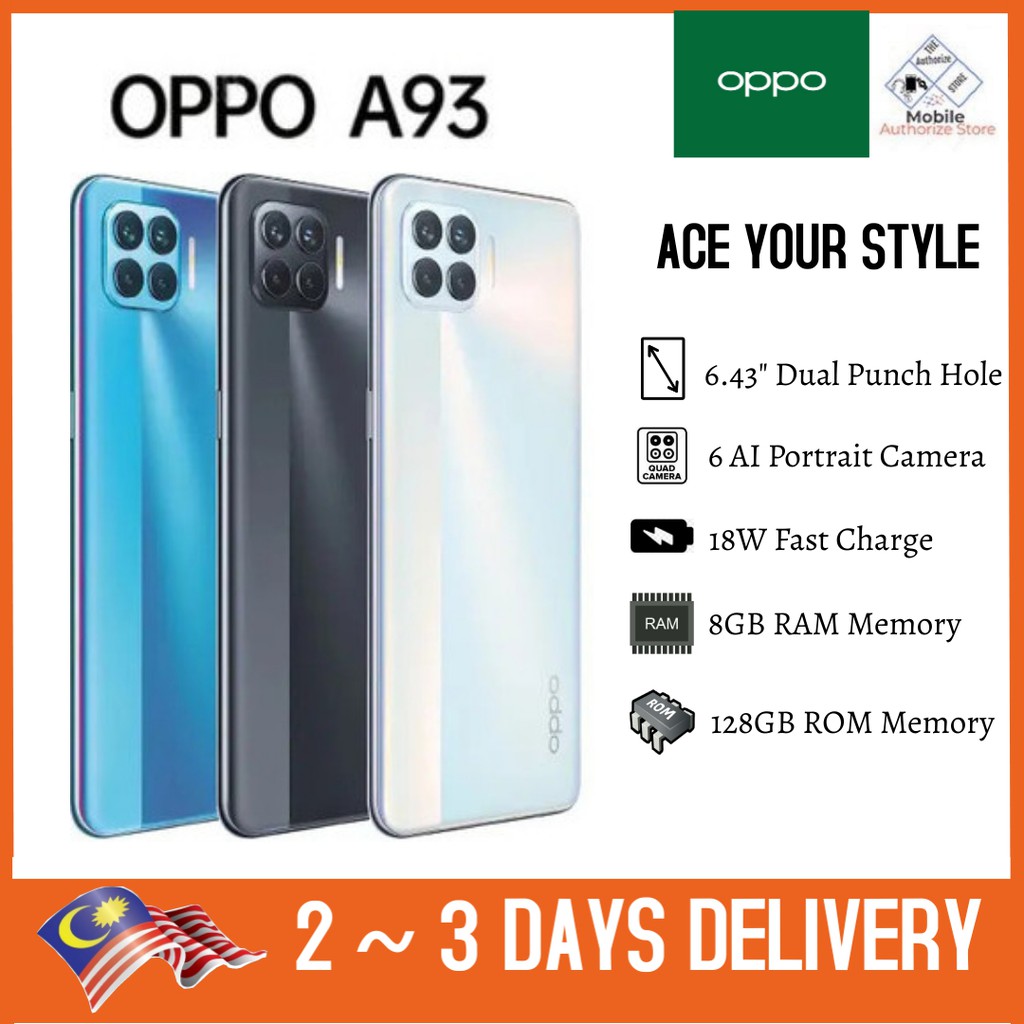 OPPO A93 Smartphone | 8GB RAM + 128GB ROM | 6 AI Portrait Cameras ...